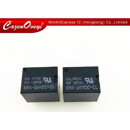 5pcs/lot 5V 12V 24V 20A DC Power Relay SRA-05VDC-CL SRA-12VDC-CL SRA-24VDC-CL 5Pin PCB Type In stock Black Automobile relay