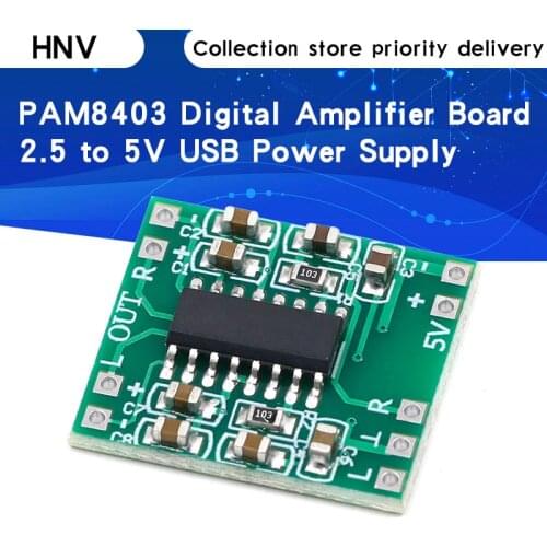 5PCS PAM8403 Super mini digital amplifier board 2 * 3W Class D digital amplifier board efficient 2.5 to 5V USB power supply