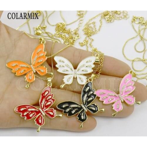 6 Pcs Enamel Butterfly Necklace Jewelry Pendant Necklace Jewelry Accessories Jewelry Necklace Gift 7429