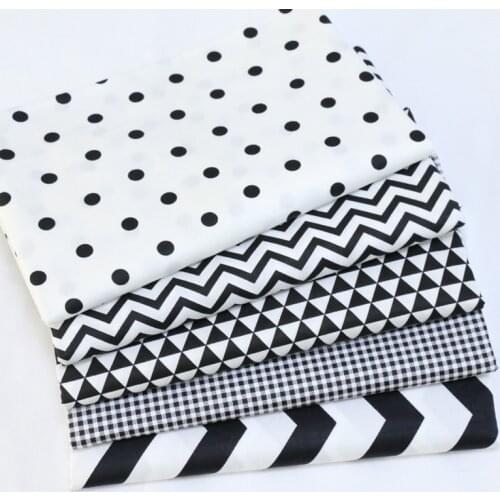White Black Dot Wave Grid Style Diy Patchwork Cotton Fabric Fat Quarters Sewing Craft Home Textile Fabric For Dog Clothes Bags