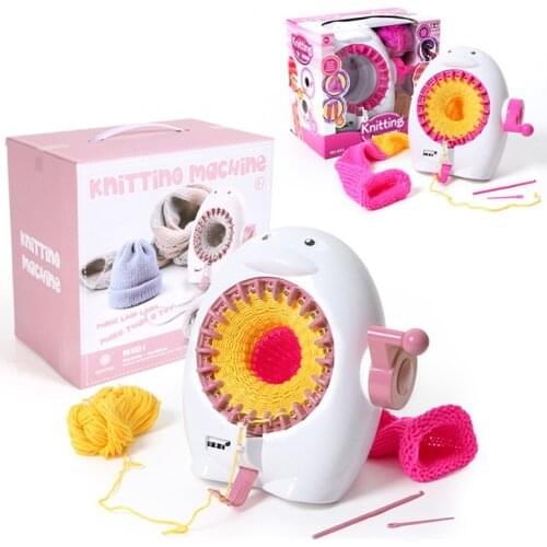 Childrens DIY Penguin Wool Knitting Machine Weaving Loom knit for Scraf Children Learning Toy Knitting Threader Sewing Tool