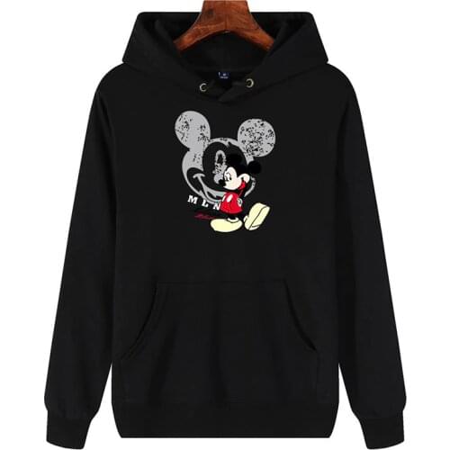 Disney cartoon woman autumn and winter cute Mickey Mouse hooded sweater couple loose and thin wild plus velvet long sleeves