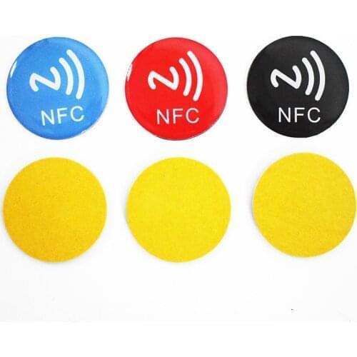 1pc Anti Metal NFC 213 Tag 144 Bytes 13.56MHZ Diameter 30mm NFC Epoxy Tag Sticker for all NFC enabled phones