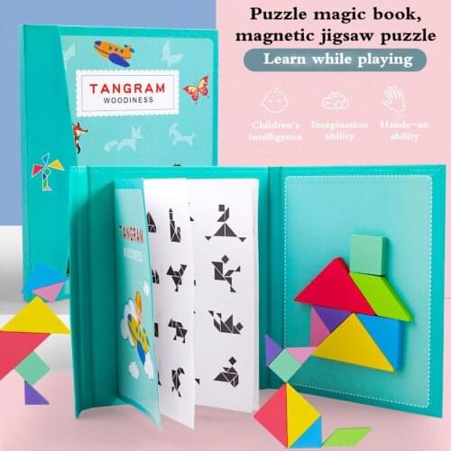 Geometrical Pattern Recognition Wooden Intelligence Development Magnetic Puzzle Childrens Enlightenment Education Puzzle Toy