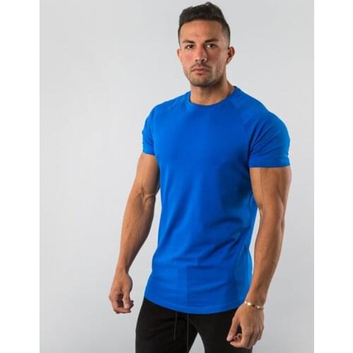 Cotton T-Shirt Mens Gym Clothing Summer New Fashion Plain Tight Tops Tees Homme Solid Sports Bodybuilding Fitness T shirt Men