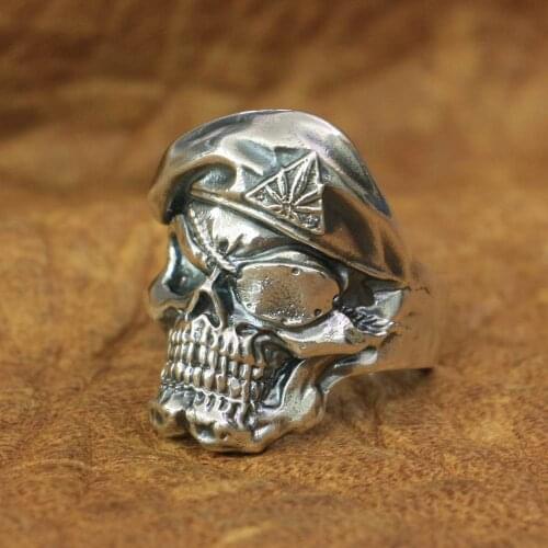 925 Sterling Silver Pirate Skull Ring Mens Biker Rock Punk Ring TA174 US Size 7 to 15