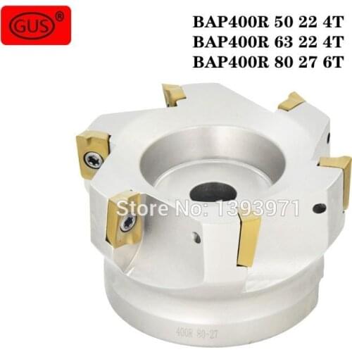 BAP400R 50 22 4T BAP 400R 63 22 4T BAP 400R 80 27 6T Flute End Mill Head Flat Cutter + 10pcs APMT1604PDER Carbide Inserts