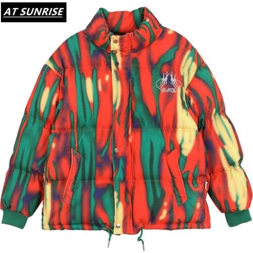 2020 Tie dyeprinting winter parkas coat Hip Hop Thick Jackets Mens Fashion Casual streetwear Oversized woman men jacket tops