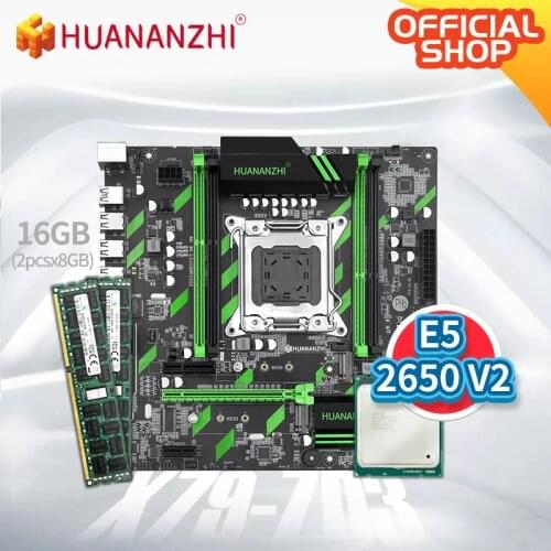 HUANANZHI X79 ZD3 X79 motherboard with Intel XEON E5 2650 V2 with 2*8G DDR3 RECC memory combo kit set SATA USB3.0 NVME NGFF M.2