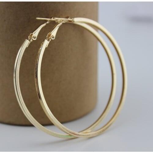 Fashion Gold/ Silver Plated 40 50 60mm Simple Big Circle Hoop Earring for Women Jewelry