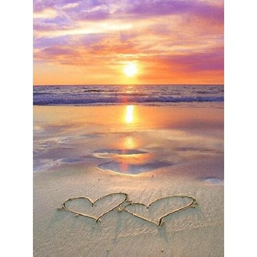 JMINE Div 5D love Heart Beach Sunset Full Diamond Painting cross stitch kits art High Quality Scenic 3D paint by diamonds