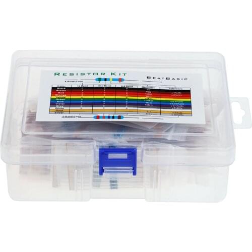 50 Values 1% Tolerance Resistor Kit Assortment 1 Ohm-10M Ohm (Pack of 1000)