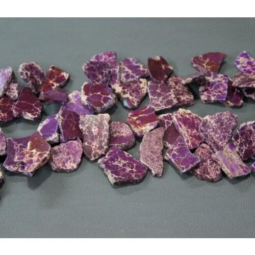 Natural Purple Ocean Sediment Imperial Stone Slice Top Drilled Slab Beads Accessories Jewelry for Fashion Ladies