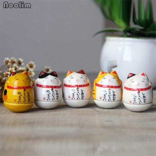 NOOLIM 5pcs/set Lucky Cat Tumbler Figurines Car Dolls Decoration Home Decor Toys Car Accessories Ornament Birthday Gifts