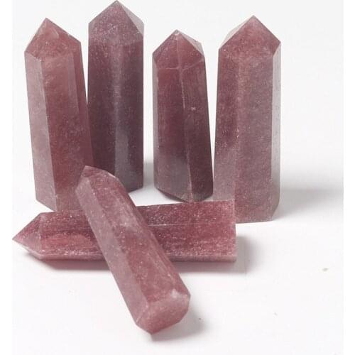 New Arrival!!!Natural Strawberry Quartz Crystal Pillar Home Decoration Gem Crafts Healing Reiki