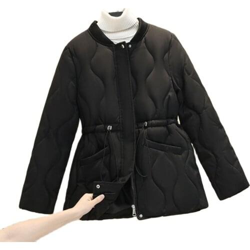 New Coats Women Wnter 2021 Mid-Length Korean Fashion Baseball Uniform Korean Style Loose Waist Thick Cotton Feminine Coat