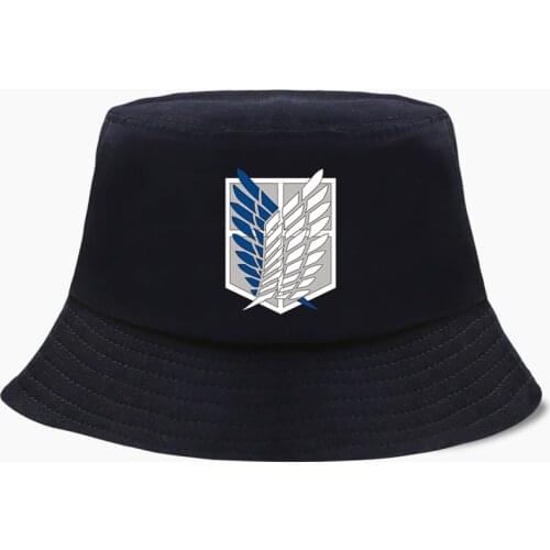 Attack On Titan Hats Bob Bucket Hat Summer Mens Panama Women Fisherman SunHat Japan Anime Cotton Black Caps Hip Hop Beach Cap