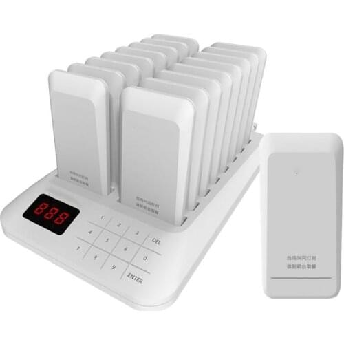 Restaurant Call Coaster Pager Guest Waiting Pager Wireless Paging System with Charging Dock and 16 Coaster Guest Beepers