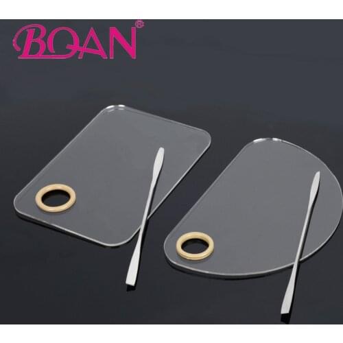 BQAN Clear Acrylic Gel Foundation Pigment Eye Shadow Mixing Makeup Nail Art Palette Stainless Steel Rod Spatula Manicure Tool
