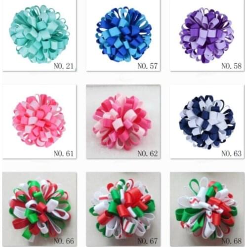 Christmas New hair accessories kids Grosgrain Ribbon boutique Xmas bows clip flower girls headband loopy bow HD3236