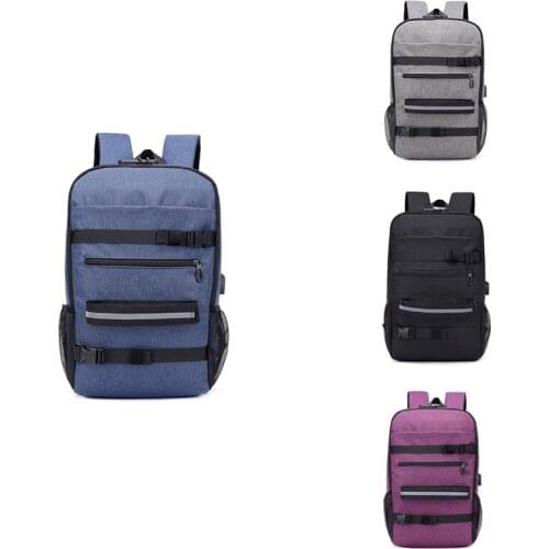 Skateboard Backpack Anti-Theft Password Lock USB Charging Shoulder Bag for Travel Leisure Computer Longboard Bag
