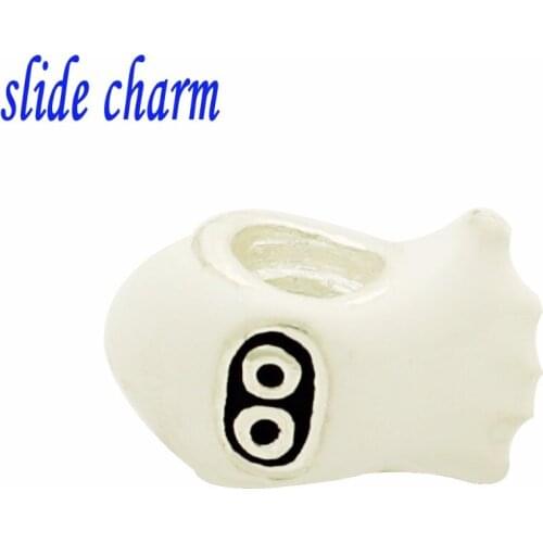 Slide charm Free shipping Halloween white ghost lantern charm beads fit Pandora bracelet