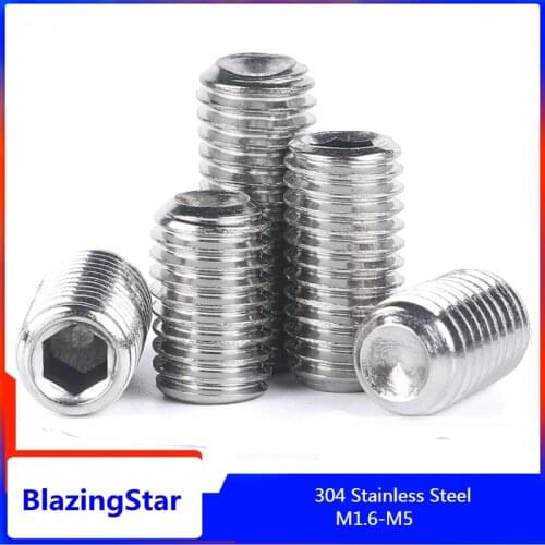 M1.6 - M5 304 Stainless Steel Set Screw Headless Screw Top Screw Hex Socket Set Schroeven Grub Schroef