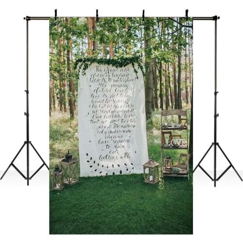 Vinyl Photography Backdrop Spring Season Wedding Decor Green Lawn Wildflower Love Romantic Tree Children Background Photo Studio