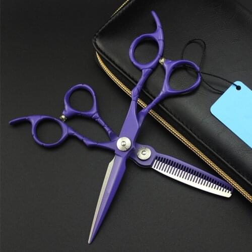 Upscale japan 440c 6 inch purple retro hair scissors cutting barber makas makeup haircut thinning shears hairdressing scissors