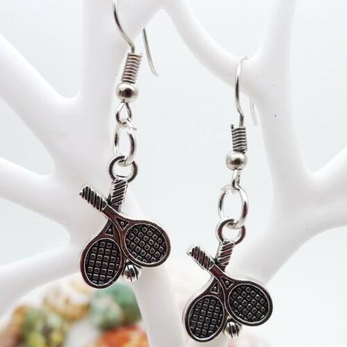 Japan And South Korea Personality Long Alloy Badminton Racket Earrings Bengdi Hip-Hop Temperament All-Match Jewelry Earrings