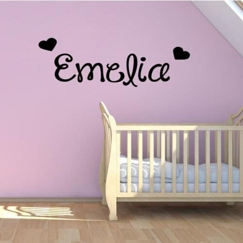 YOYOYU Hearts Custom Any Name Vinyl Art Wall Sticker Girls Name With Hearts Removable Wall Mural For Bedroom Decoration Y-585