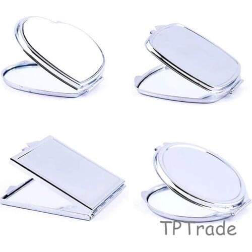 100pcs DIY Make Up Mirror Iron 2 Face Sublimation Blank Plated Aluminum Sheet Girl Gift Cosmetic Compact Mirrors W0019