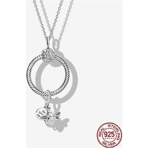 100% Real 925 Sterling Silver Luminous Firefly O Charm Fit Original 3mm Bracelet For Women Birthday Fashion Jewelry Gift