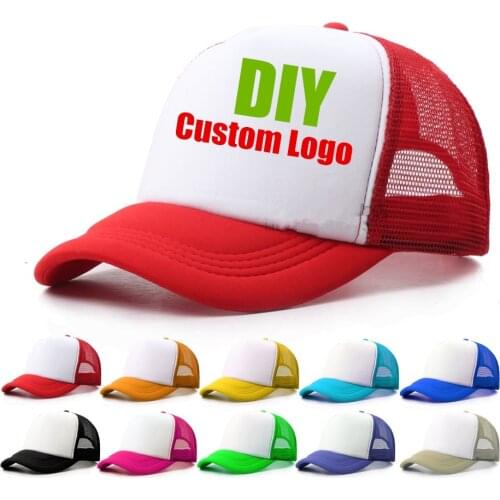 1 Piece Custom Logo Mesh Hats Mens Trucker Hat Cheap Adult Adjustable Polyester Baseball Caps Women Snapback Hat Free Design