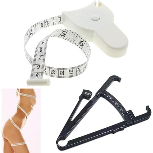 2 In 1 Skinfold Caliper Body Fat Caliper With Body Tape Measure Mens & Womens Chart
