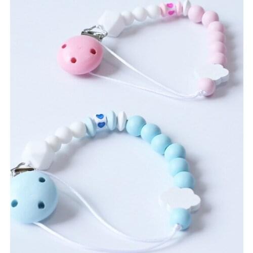 Pacifier Clip Chain Baby Infant Teething Care Accessories Beads Prevent drop down Paci Holder Soothie Clips Teether Toy 80713