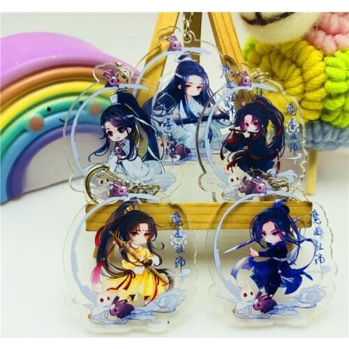 1pcs 6cm Chinese Story Grandmaster of Demonic mo dao zhu shi Wu Ying Lan Zhan JiangCheng Portachiavi Keyring Pendant Key Holder