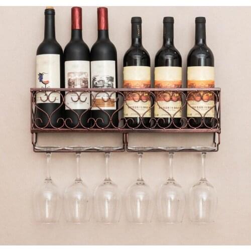 European Style Wall-mounted Red Wine Bottle Rack Dinner Living Room Hanging Glass Holder