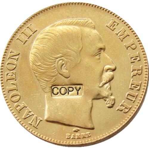 France 1855 -1859 - A - B 50 Francs Gold Plated Copy Decorate Coin