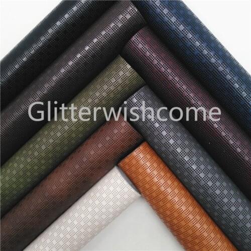 Glitterwishcome 21X29CM A4 Size Synthetic Leather, Embossed Plaids Leather, Faux PU Leather fabric Vinyl for Bows, GM645A