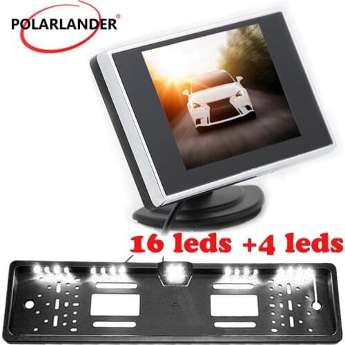 Reversing camera rear view camera monitor 3.5 inch TFT LCD Backup Reverse Monitor license plate frame Car Monitor Auto TV car
