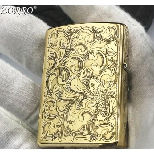 Retro fish kerosene gasoline Petroleum oil cigarette lighter grinding wheel igniter (No Fuel, Handed -Made Sculpt 4 to 7 Day)