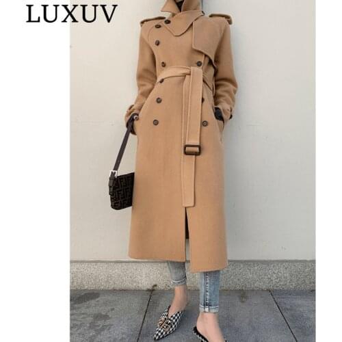 LUXUV Womens Tweed Winter Jacket Wool Blends Mixtures Trench Coats Overcoat TopCoat High Quality Outerwear Poncho Autumn