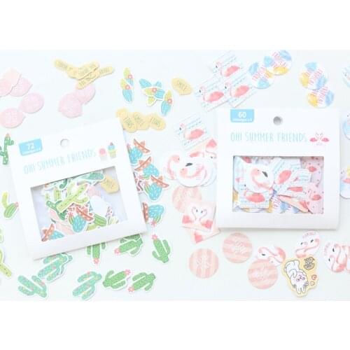 Domikee cute cartoon flamingo and cactus pattern DIY carft decorative stickers stationery,candy kawaiijournal planner sticker