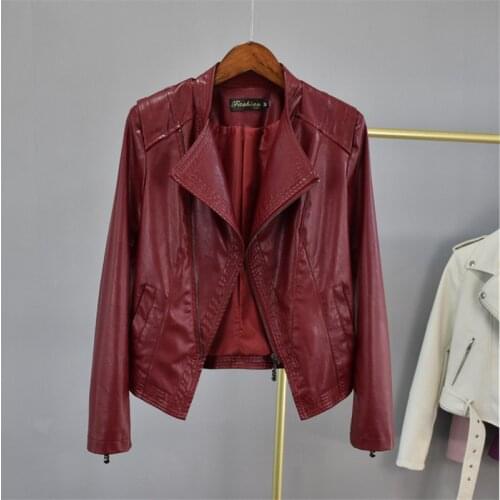 Fashion Short PU Leather Jacket Women Long Sleeve Zipper Casual Coat 2021 Spring New Plus Size Slim Outerwear Ladies Tide H1215