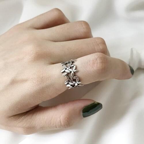 XIYANIKE 925 Sterling Silver Hot Fashion Wishful Olive Leaves Cubic Zirconia Adjustable Finger Rings For Women Jewelry Wedding