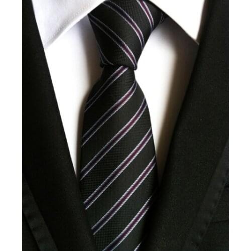 8cm Designer Classic Tie High Quality Mens Woven Necktie Formal Occasion Black Striped Cravat