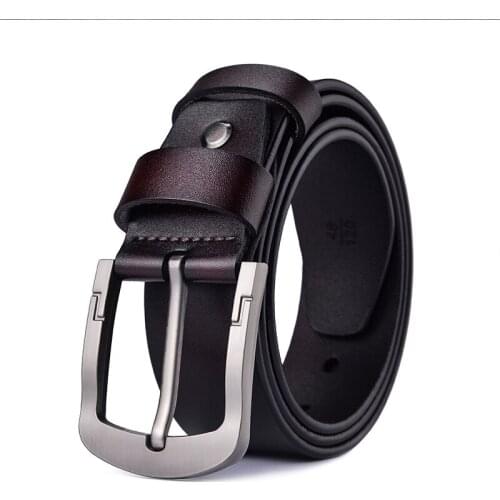 GOURS Men Cowskin Genuine Leather Belts Personality Belt Pin Buckle High Quality Male Black Strap Vintage Jeans Waistband PDM013