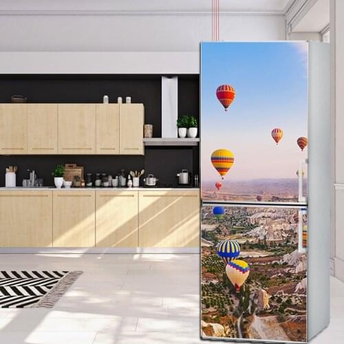 Hot Air Balloon Home Decor Poster Fridge Cover Decoration Decal Refrigerator Door Sticker Self Adhesive Waterproof Aimant Frigo