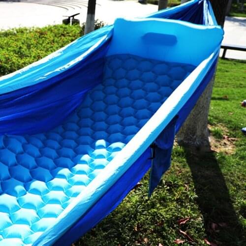 Outdoor Hexagon Air Cushion TPU Inflatable Portable Camping Thickening Tent Beach Sleeping Pad with Pillow
